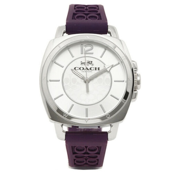 Coach Women Boyfriend Purple Logo-Embossed Watch - Picture 1 of 4